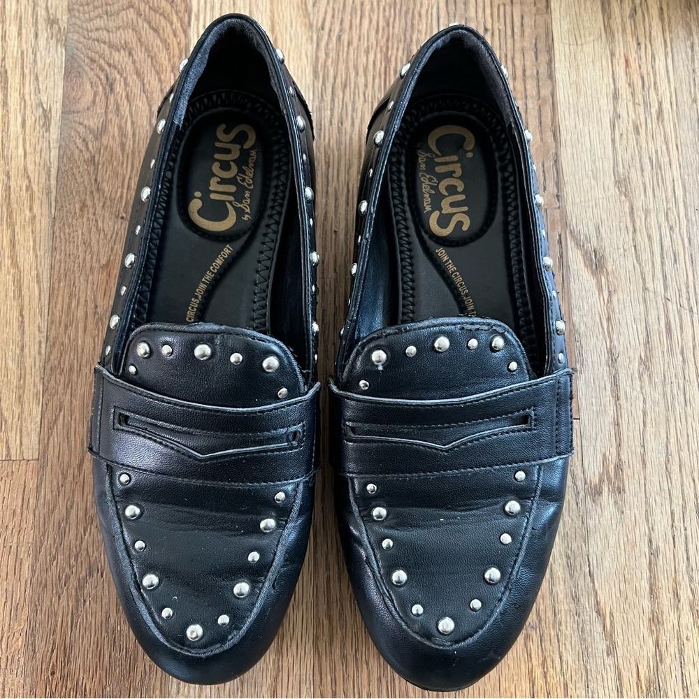 Sam Edelman Black Leather Studded Mules size 6 casual comfort‎